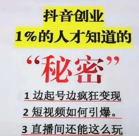 抖音*******涨粉**这个创业/副业项目，日入4位数真的是跟喝水一样