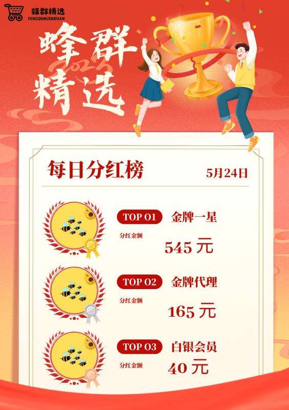 蜂群精选刚上线就挣了2300，不推广每天也能挣几十，占位就有花落和分虹