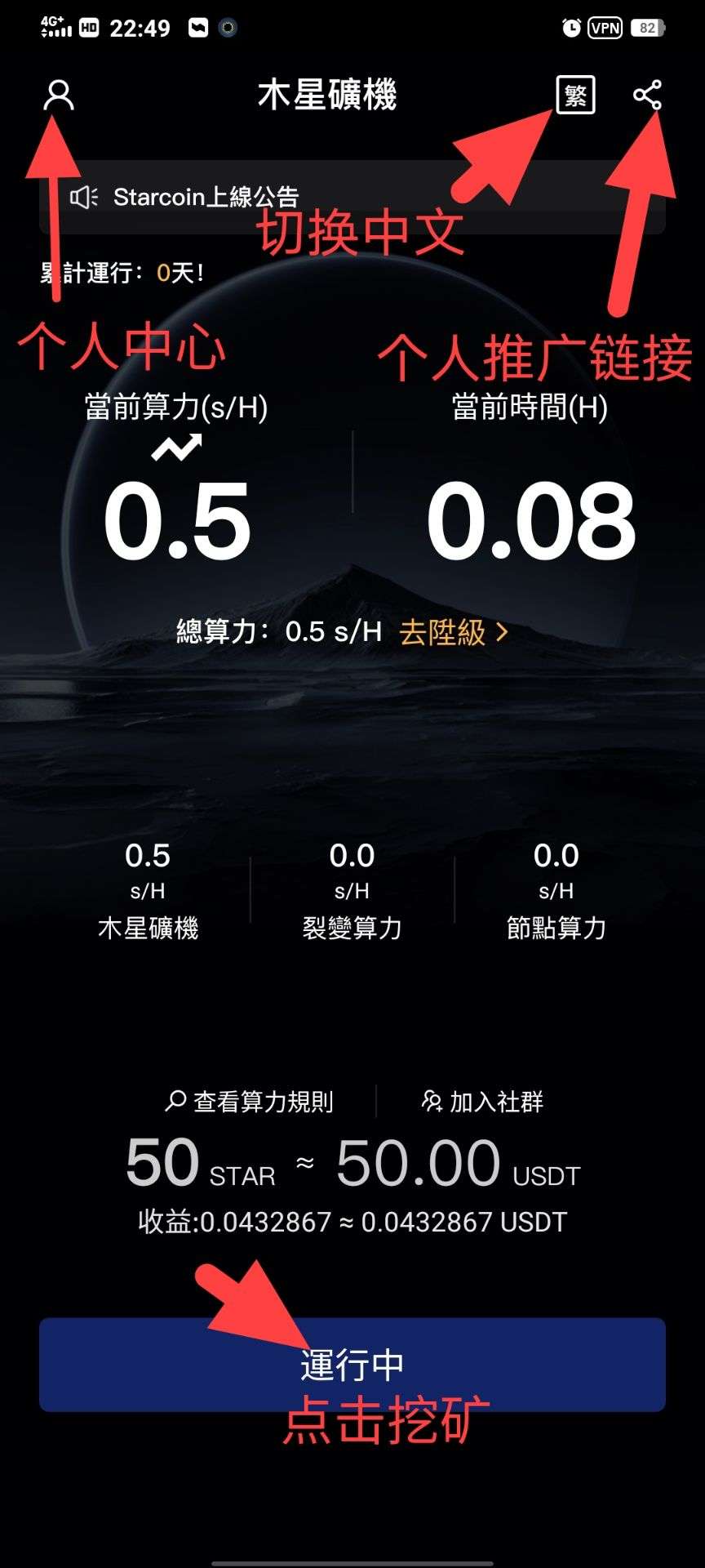 海外首码star coin注册送50币永久算力挖矿非国盘无私募公募全靠挖10月份上所交易不墨迹